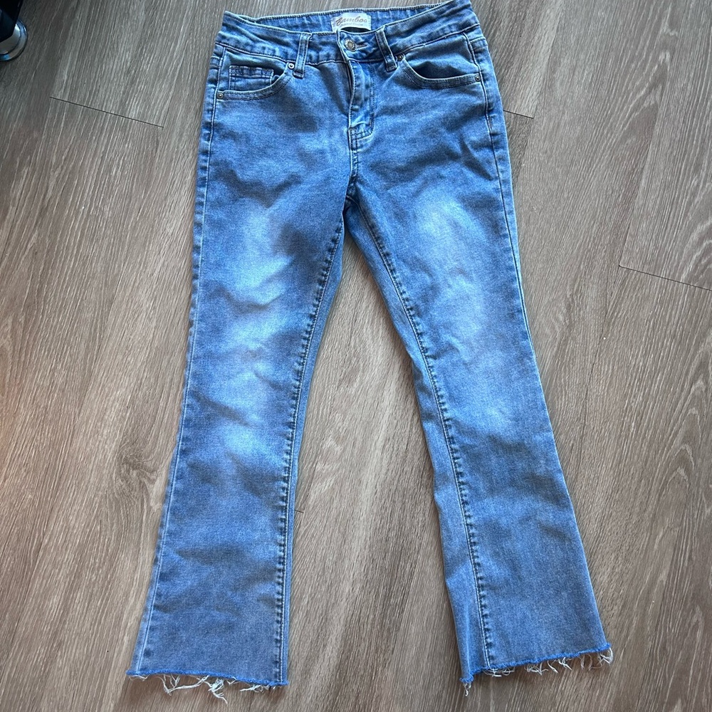 Bamboo Original Denim Flare Jeans Raw Hem Size 7